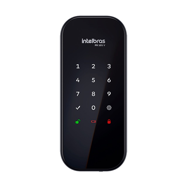 Fechadura digital de sobrepor Intelbras FR 101 V, preta, com teclado aceso